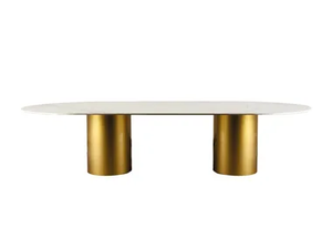 IKAR - Oval iron table with marble top _ Vela Arredamenti